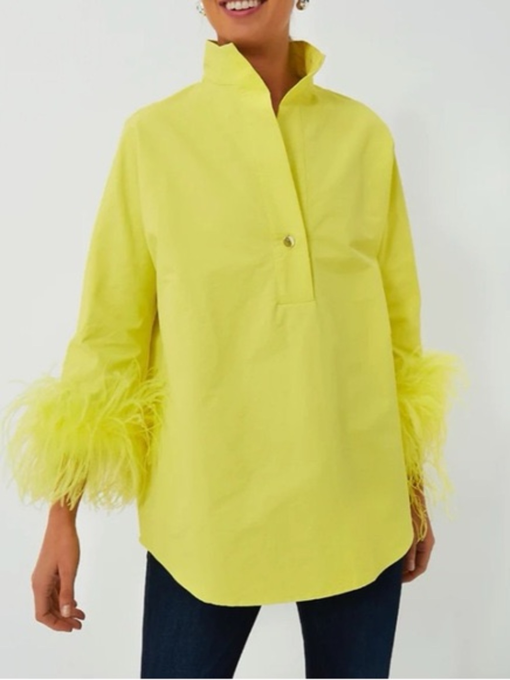 Tuckernuck - Citron Bright Yellow Feather Willow Quarter Sleeve Blouse SZ Large